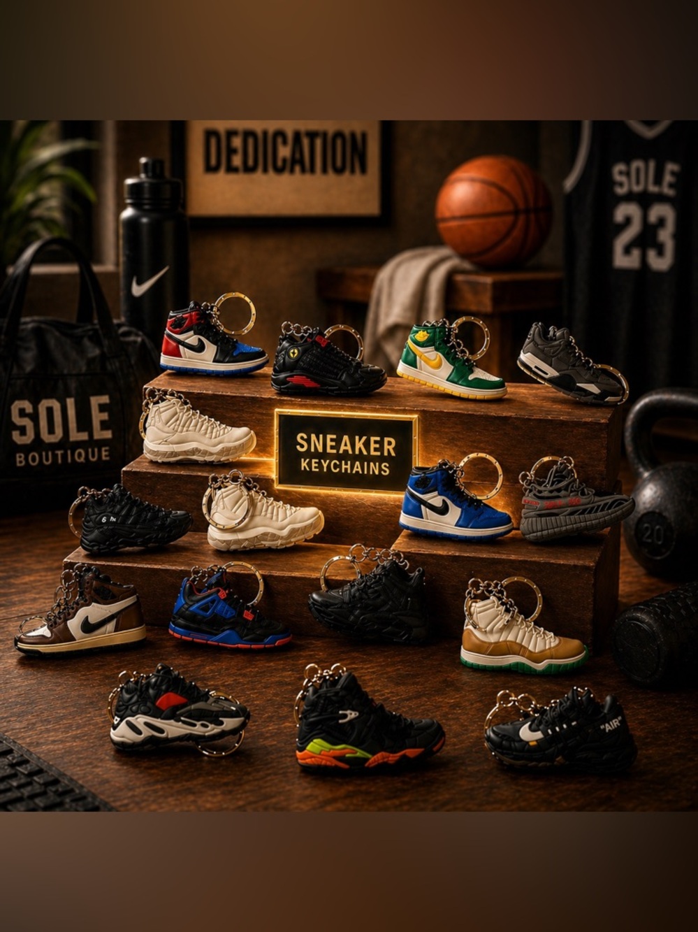 Sneaker Keychains with Logo - 17 Piece Bundle - Individually wrapped